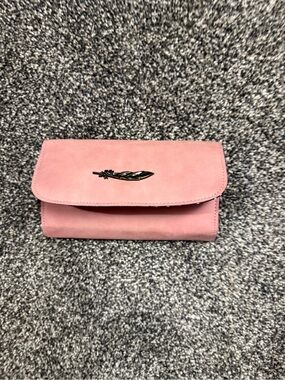City Streets Pink Clutch with Feather Accent